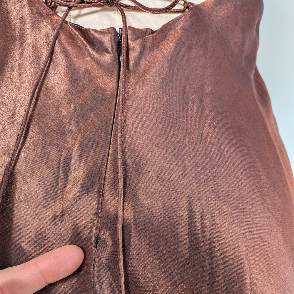 Vintage Night Way Prom Dress Maxi Gown 8 Brown 90S Y2K Regency Grunge Princess - Picture 14 of 14